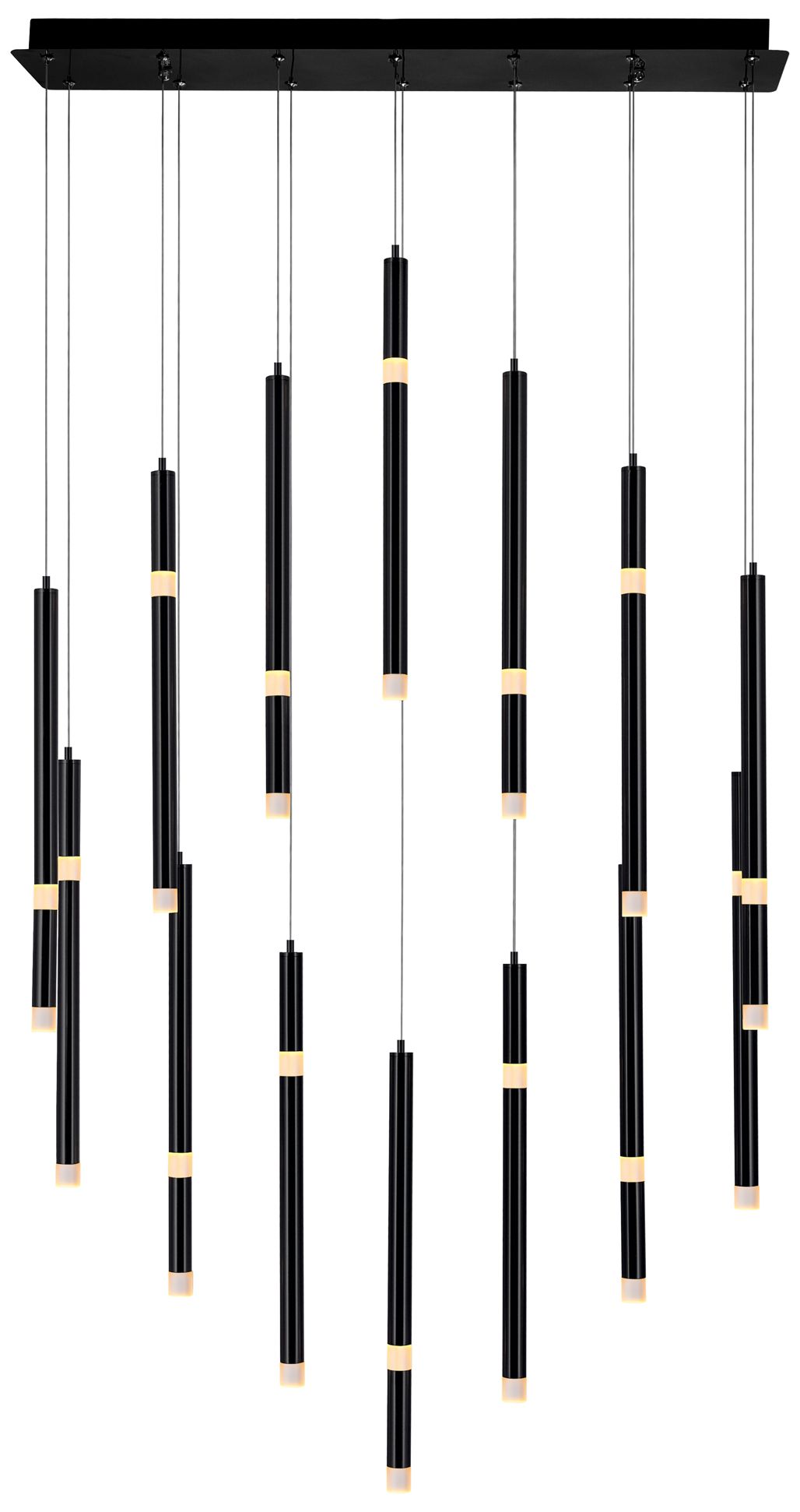 Flute Integrated LED 32in Black Chandelier