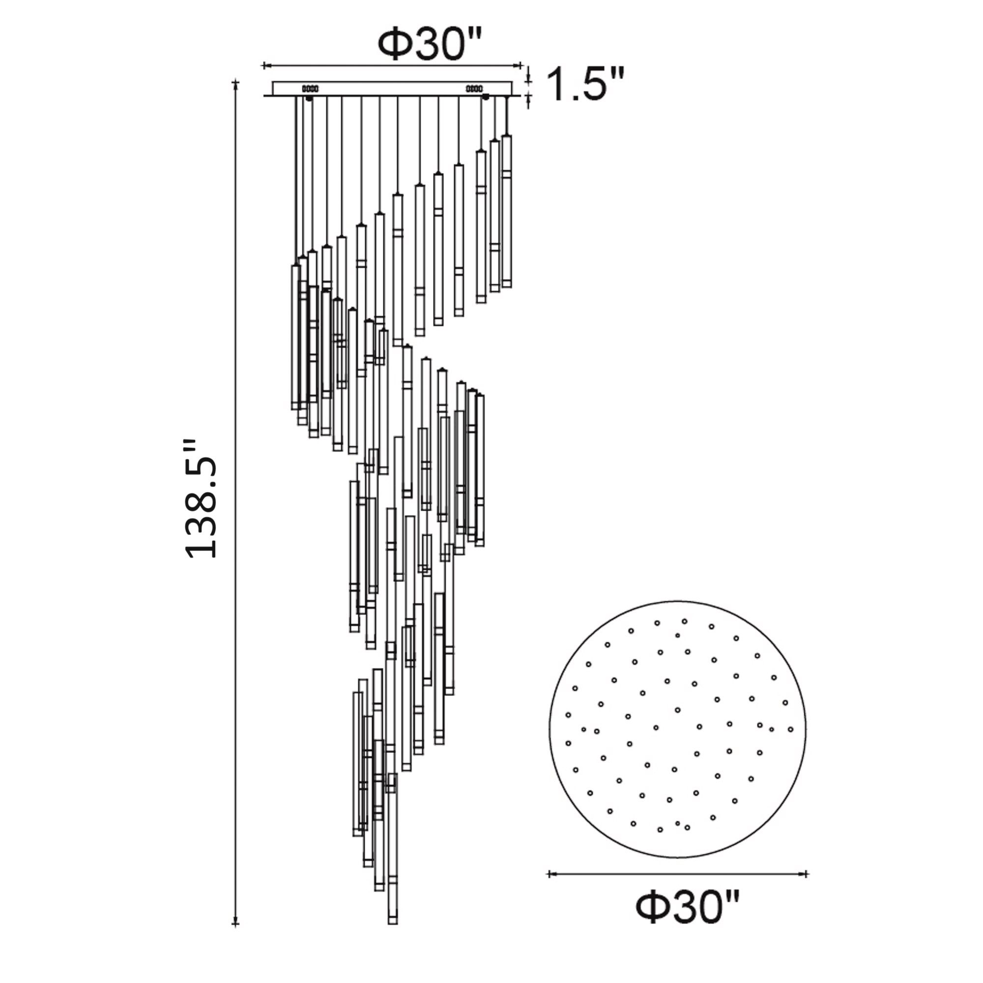 Image 7 Flute Integrated LED 54in Black Chandelier more views