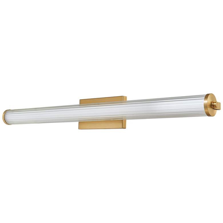 Image 1 Fluted 36" Wide Brushed Brass LED Vanity Bath Light