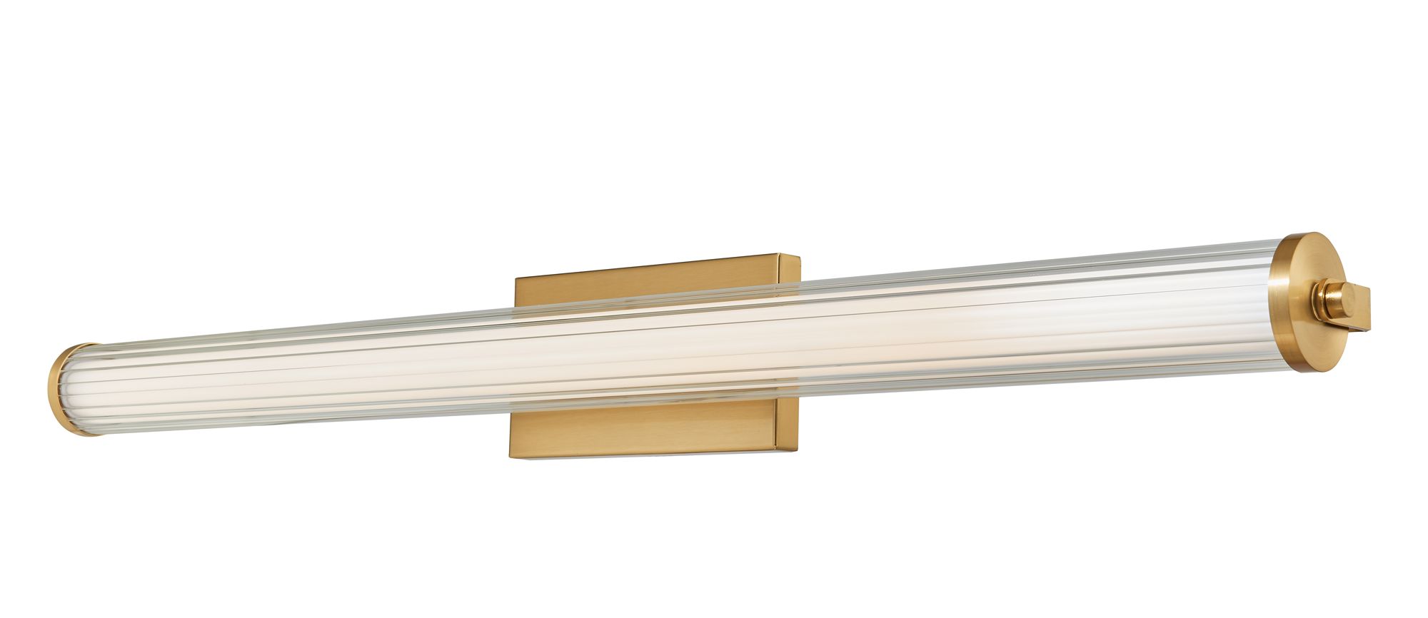 Image 2 Fluted 36" Wide Brushed Brass LED Vanity Bath Light more views