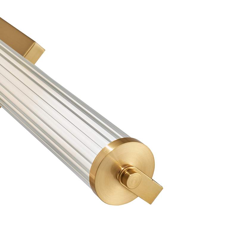 Image 3 Fluted 36" Wide Brushed Brass LED Vanity Bath Light more views
