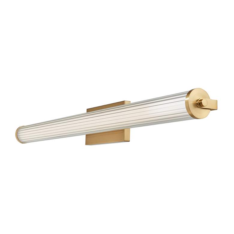 Image 4 Fluted 36" Wide Brushed Brass LED Vanity Bath Light more views