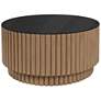 Fluted Barrel 36" Wide Black Glass Table Top Coffee Table
