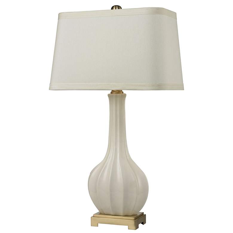Image 1 Fluted Ceramic 34 inch High 1-Light Table Lamp - White