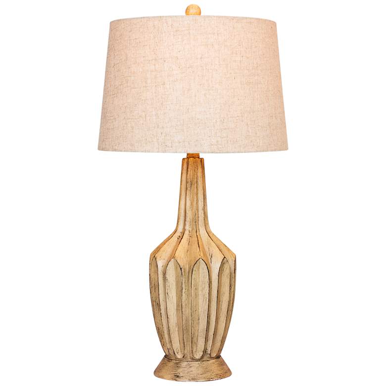 Image 1 Fluted Genie Bottle Beige Table Lamp