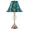Fluted Glass Column Lamp with Peacock Feather Shade
