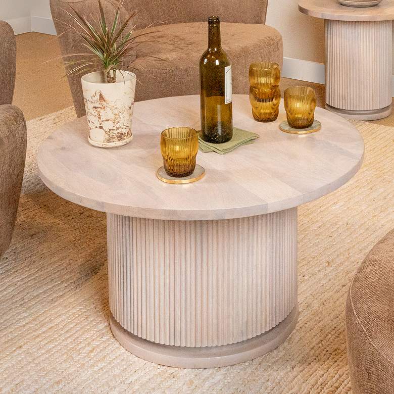 Image 1 Fluted Mango Wood Round Coffee Table