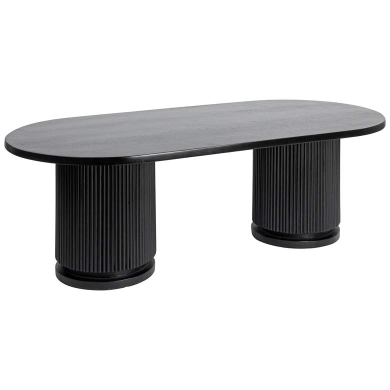 Image 2 Fluted Mango Wood Round Double Pedestal Coffee Table