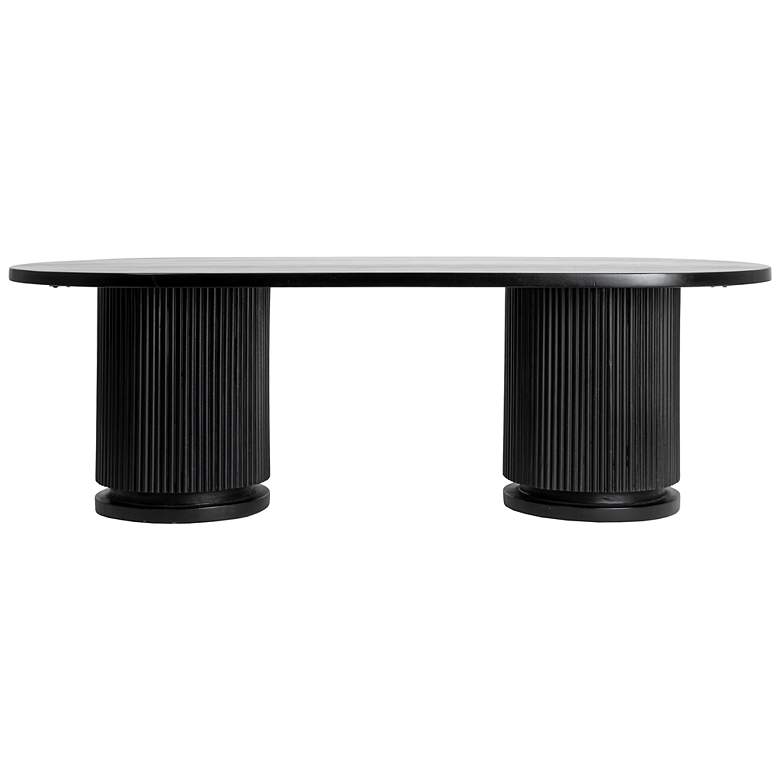 Image 5 Fluted Mango Wood Round Double Pedestal Coffee Table more views