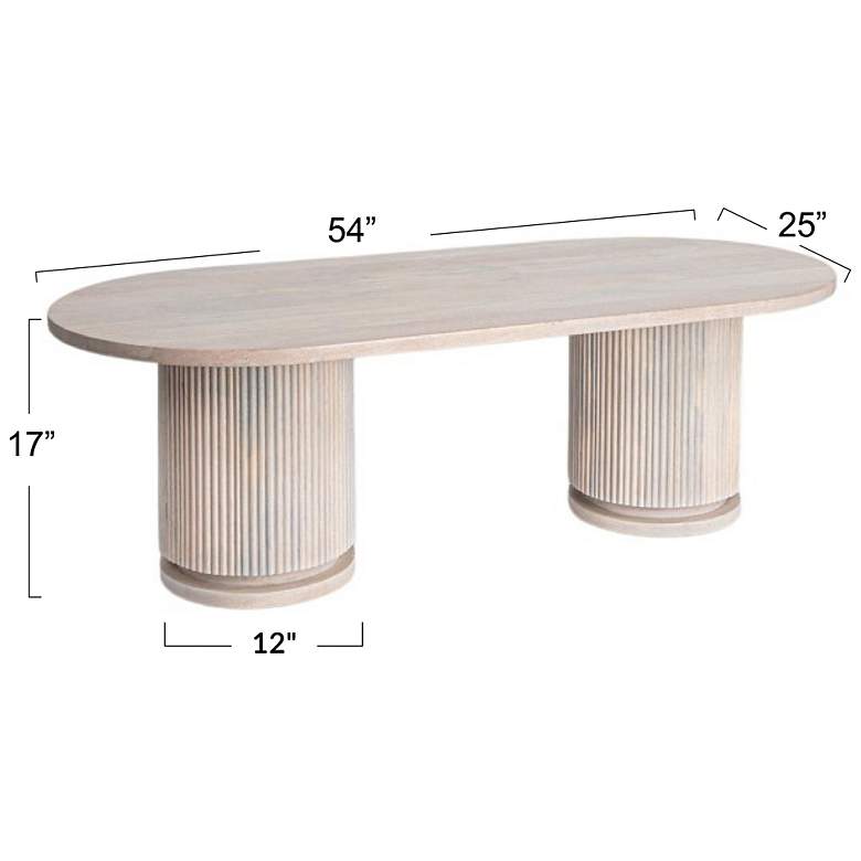 Image 3 Fluted Mango Wood Round Double Pedestal Coffee Table more views