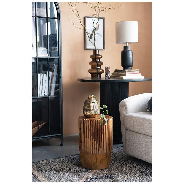 Image 2 Fluted Mango Wood Round Pedestal Dining Table more views