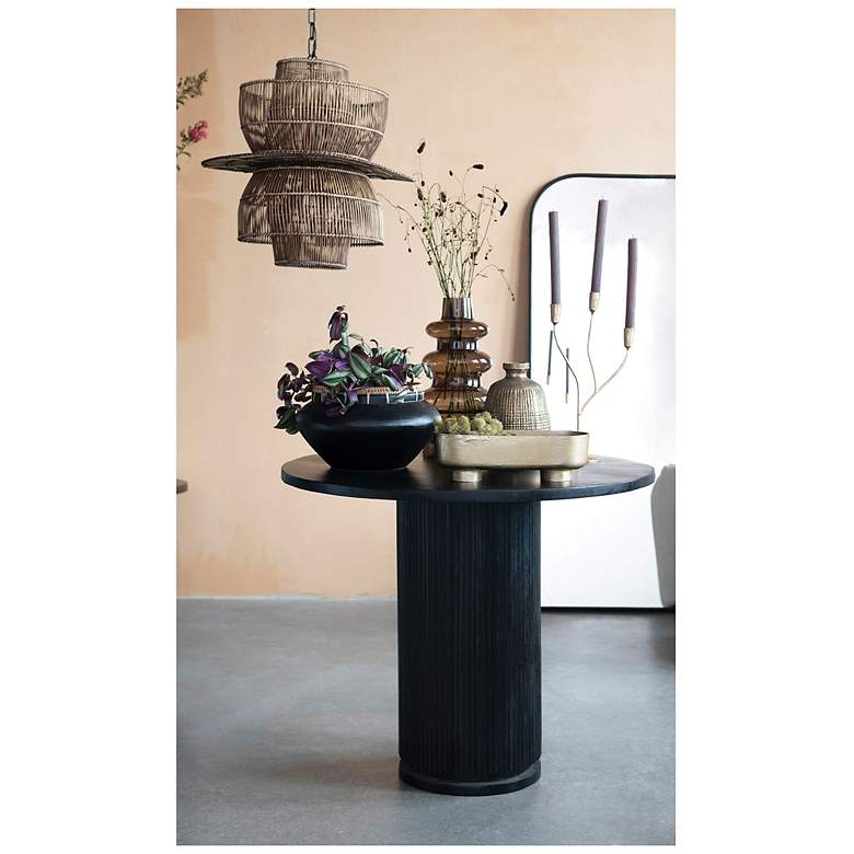 Image 5 Fluted Mango Wood Round Pedestal Dining Table more views