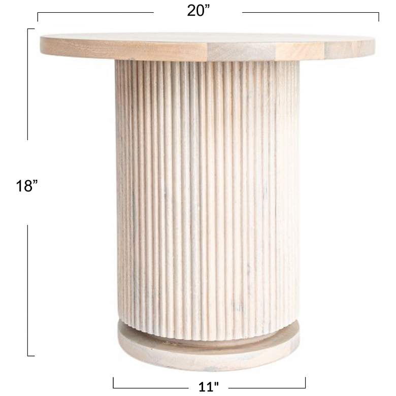 Image 3 Fluted Mango Wood Round Pedestal End Table more views