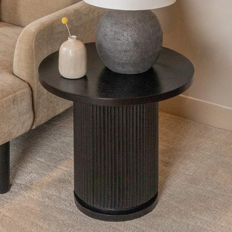 Image 1 Fluted Mango Wood Round Side Table