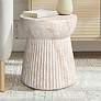 1_Fluted Travertine Stone Finish Italian Design MgO Side Accent Table