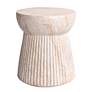 3_Fluted Travertine Stone Finish Italian Design MgO Side Accent Table more views