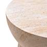 5_Fluted Travertine Stone Finish Italian Design MgO Side Accent Table more views