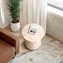 7_Fluted Travertine Stone Finish Italian Design MgO Side Accent Table more views