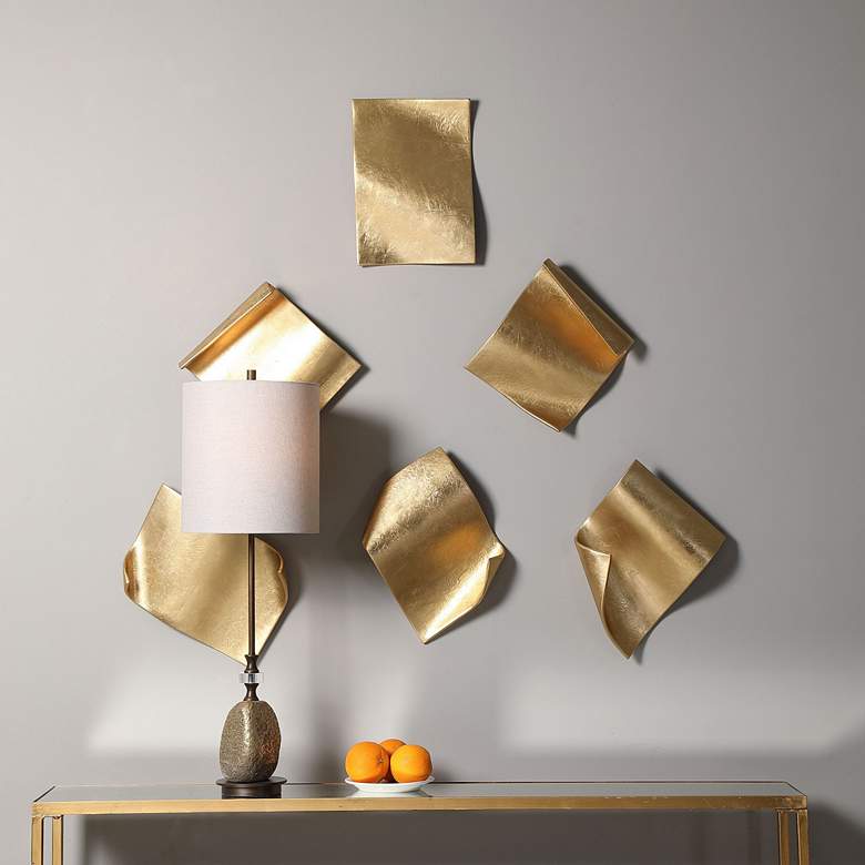 Image 1 Fluttering Pages Gold Metal 6-Piece Wall Decor Set