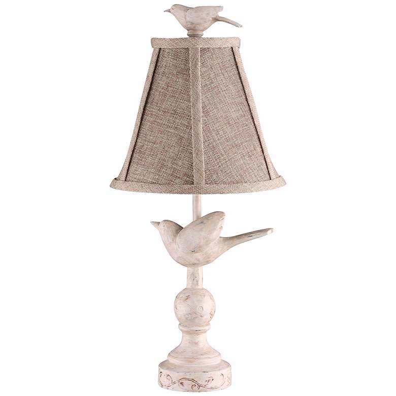 Image 1 Fly Away 15" High White Finish Rustic Song Bird Accent Lamp