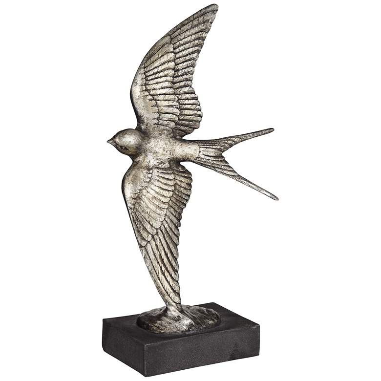 Image 1 Flying Bird 16 1/4" High Shiny Silver Statue