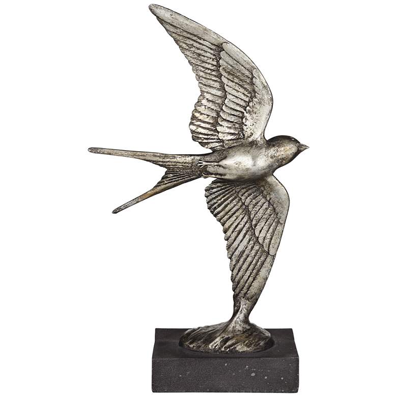 Flying Bird 16 1/4&quot; High Shiny Silver Statue more views