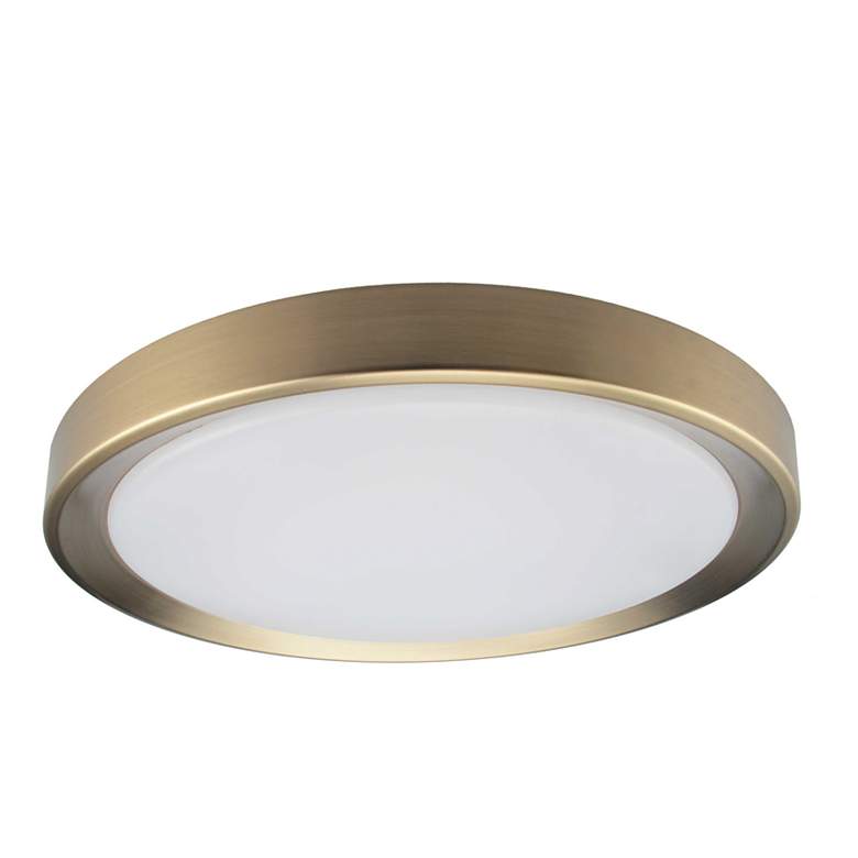 Image 1 Flynn 11.75" Wide Aged Brass 24W Flush Mount