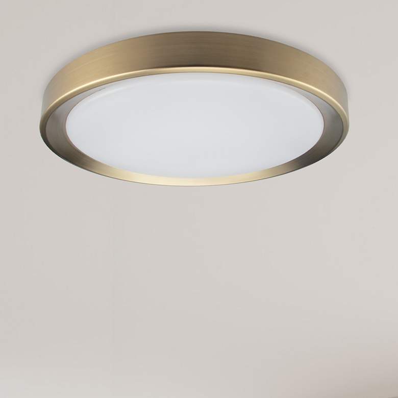 Image 1 Flynn 11.75" Wide Aged Brass 24W Flush Mount