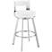 Flynn 26 in. Swivel Barstool in White Faux Leather, Stainless Steel