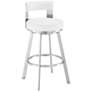 Flynn 26 in. Swivel Barstool in White Faux Leather, Stainless Steel