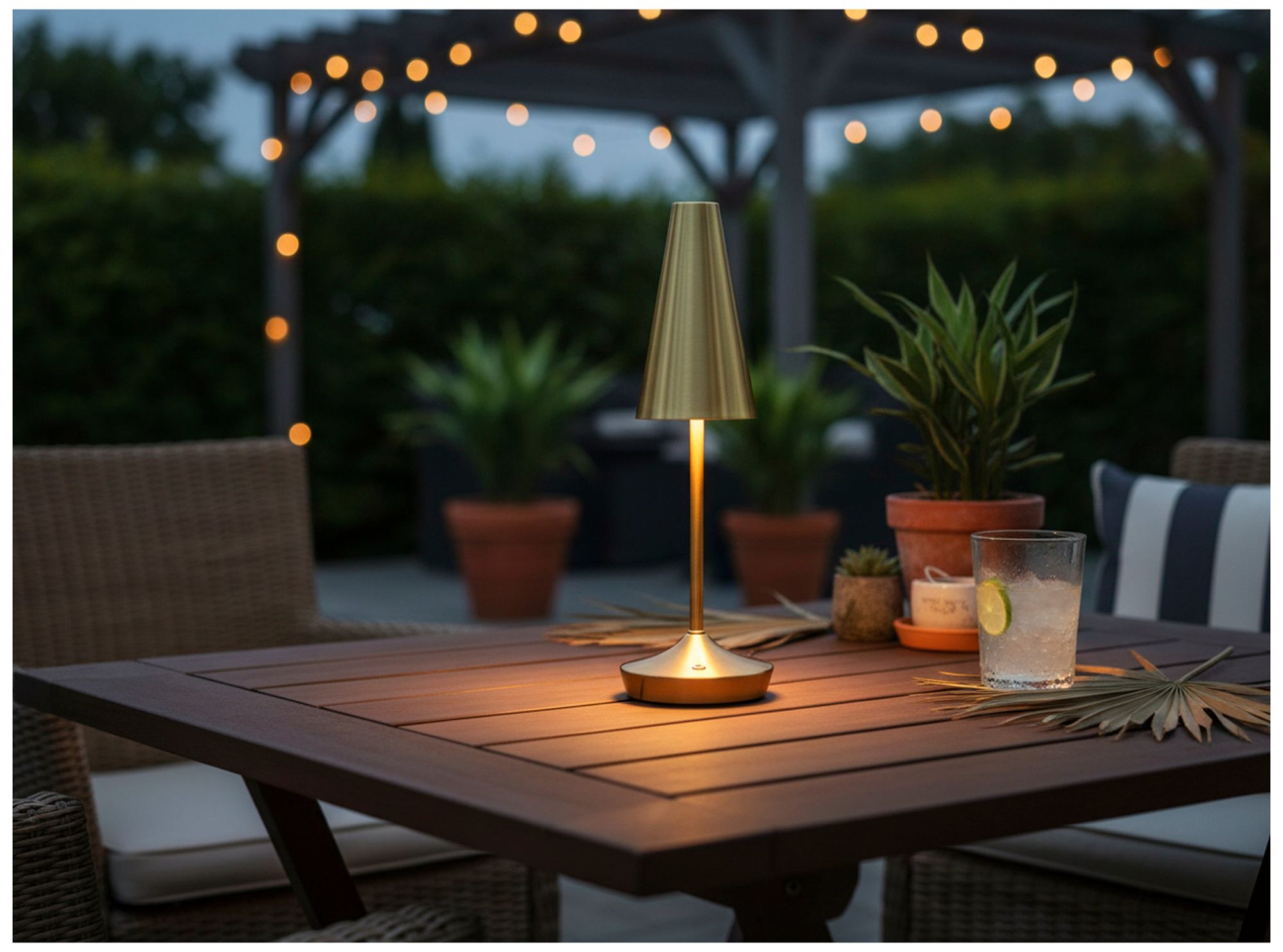 Flynn Cordless LED Table Lamp- Antique Brass