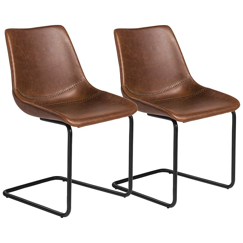 Image 1 Flynn Dark Brown Leatherette Side Chairs Set of 2