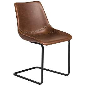 Image3 of Flynn Dark Brown Leatherette Side Chairs Set of 2 more views