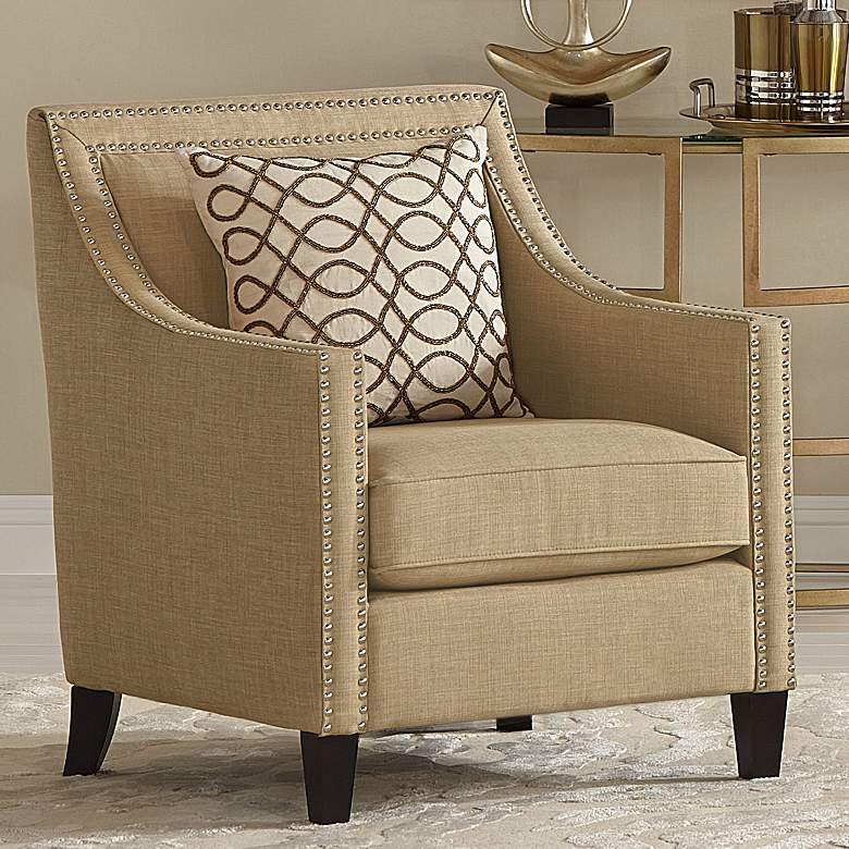 Image 1 Flynn Heirloom Camel and Nailhead Trim Upholstered Armchair