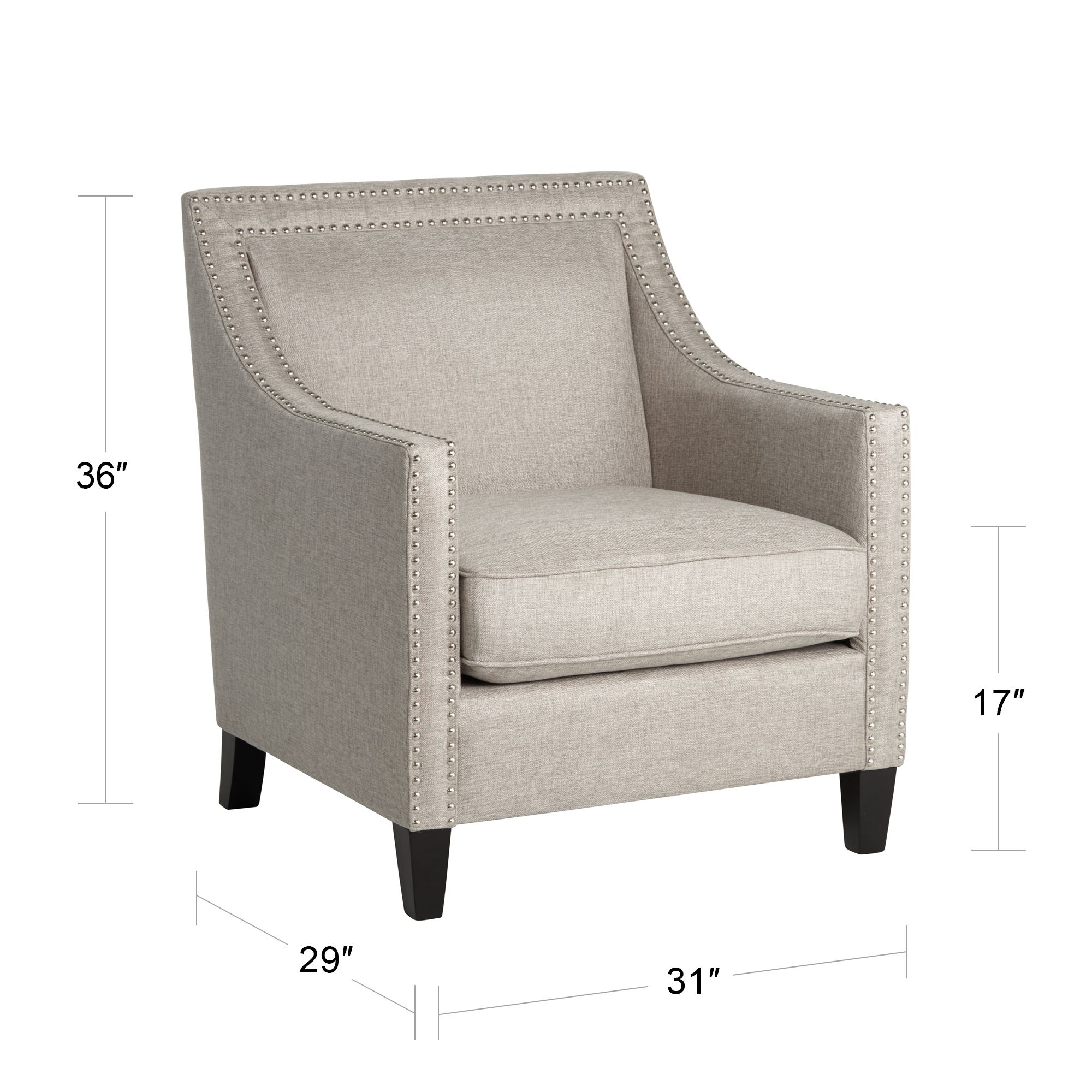 Flynn Heirloom Gray Nailhead Trim Upholstered Armchair in scene
