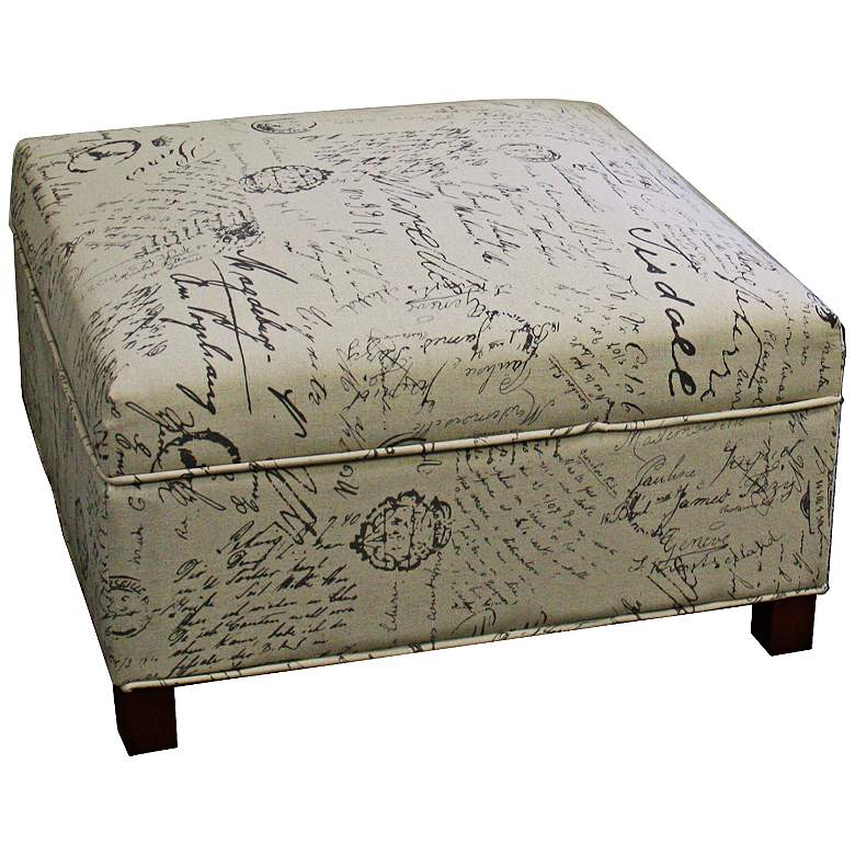 Image 1 Flynn Old World Brown Canvas Squared Storage Ottoman