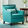 Flynn Teal and Nailhead Trim Upholstered Armchair