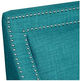 Image3 of Flynn Teal and Nailhead Trim Upholstered Armchair more views