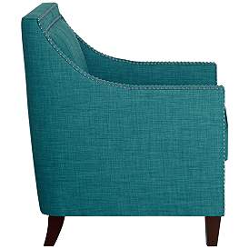 Image4 of Flynn Teal and Nailhead Trim Upholstered Armchair more views