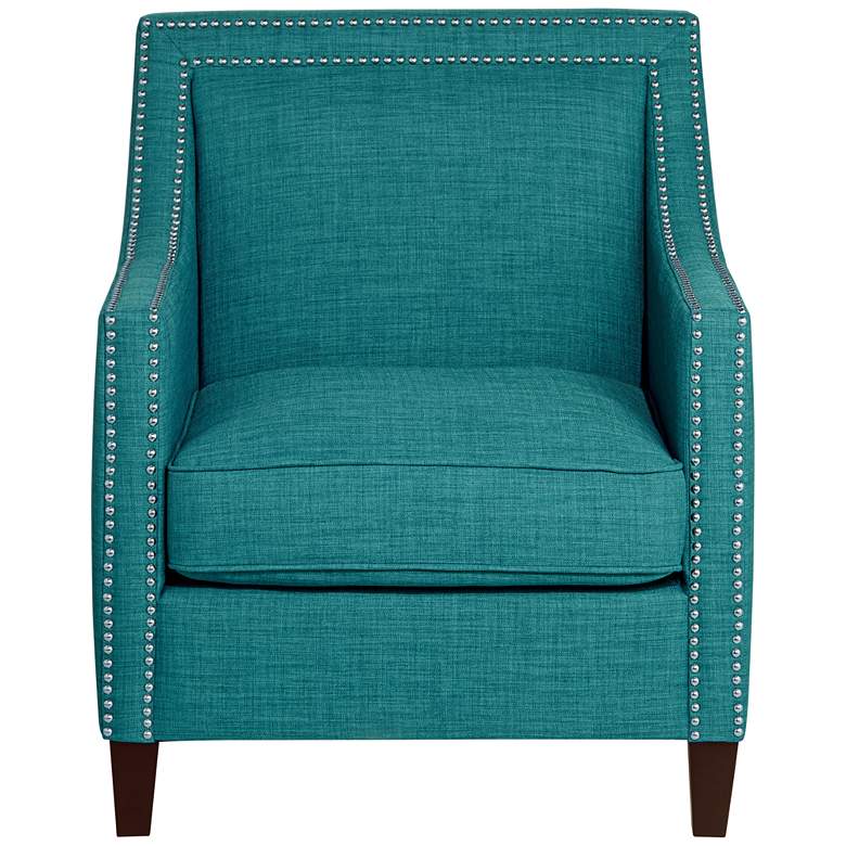 Image 6 Flynn Teal and Nailhead Trim Upholstered Armchair more views
