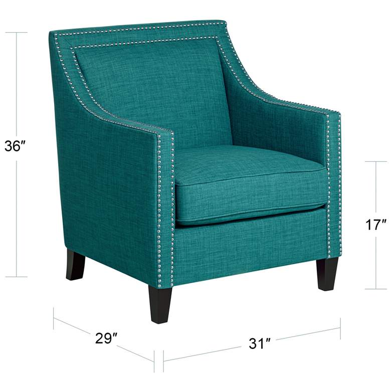 Image 7 Flynn Teal and Nailhead Trim Upholstered Armchair more views