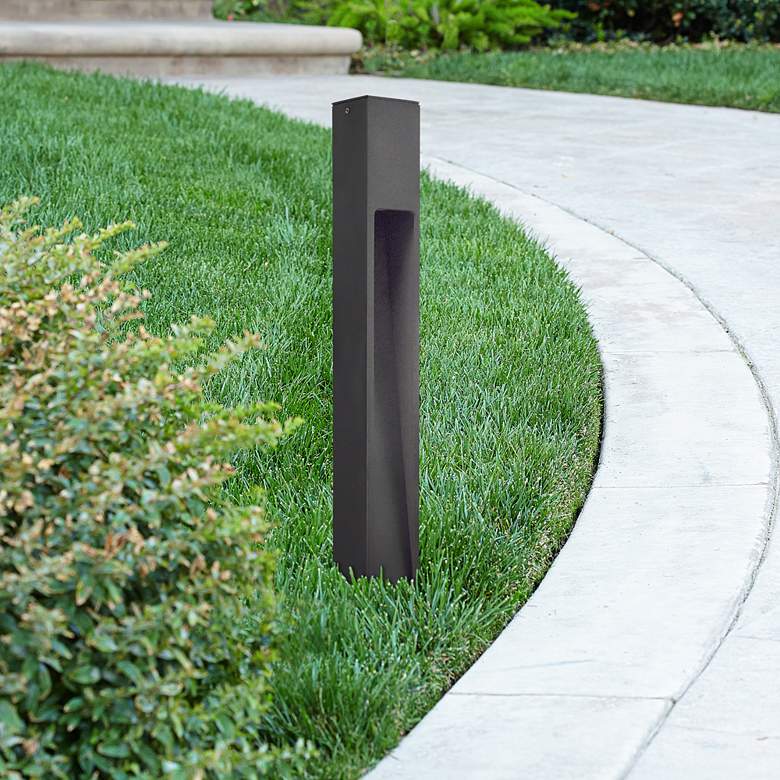 Image 1 Focus Industries 18" High Black Texture LED Bollard Landscape Light
