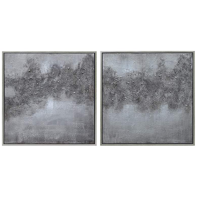 Image 2 Fog 72 inch Wide Metallic 2-Piece Framed Canvas Wall Art Set