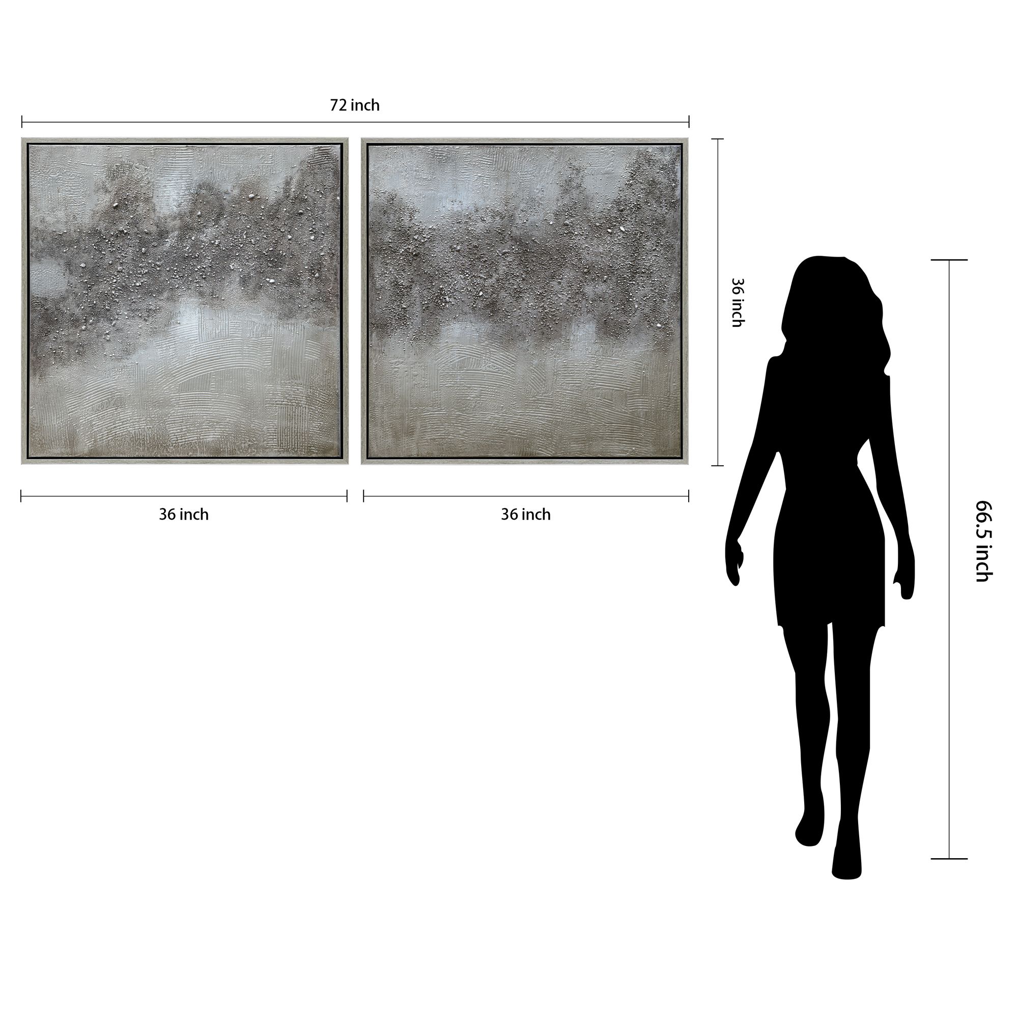Fog 72" Wide Metallic 2-Piece Framed Canvas Wall Art Set in scene