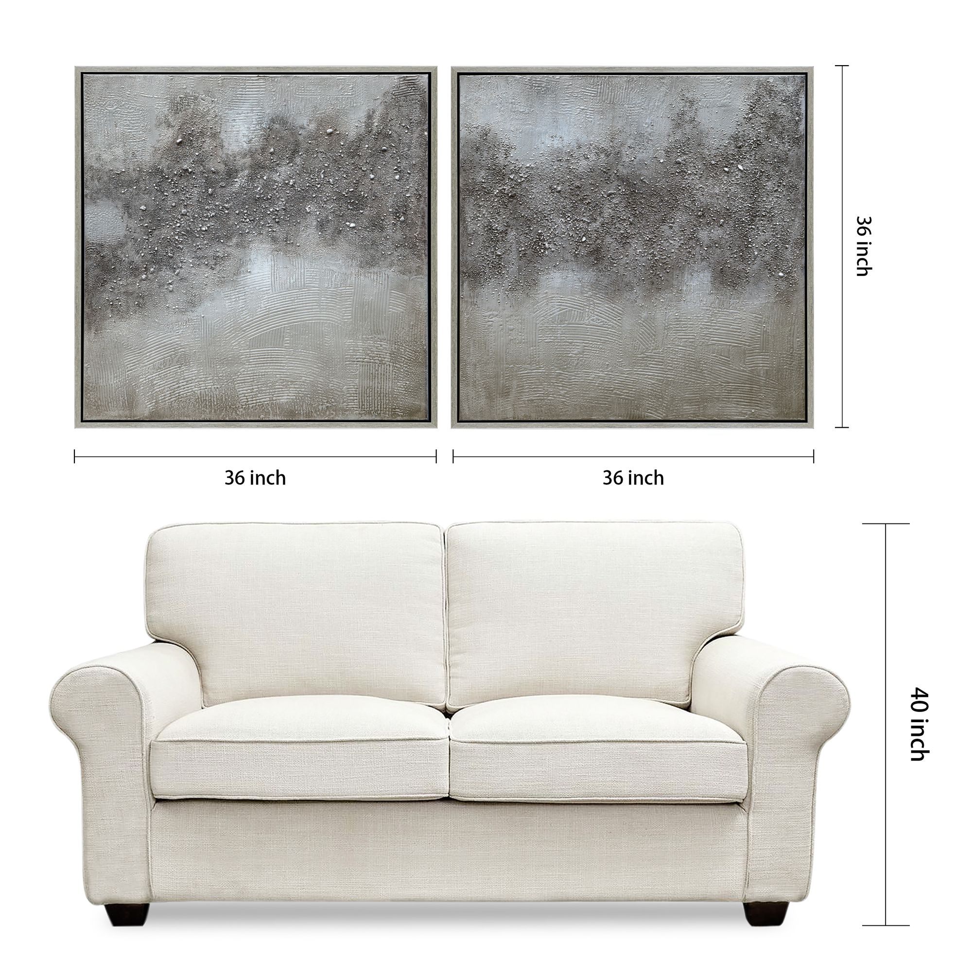 Fog 72" Wide Metallic 2-Piece Framed Canvas Wall Art Set in scene