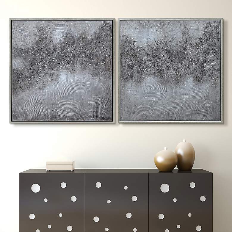 Image 7 Fog 72 inch Wide Metallic 2-Piece Framed Canvas Wall Art Set more views