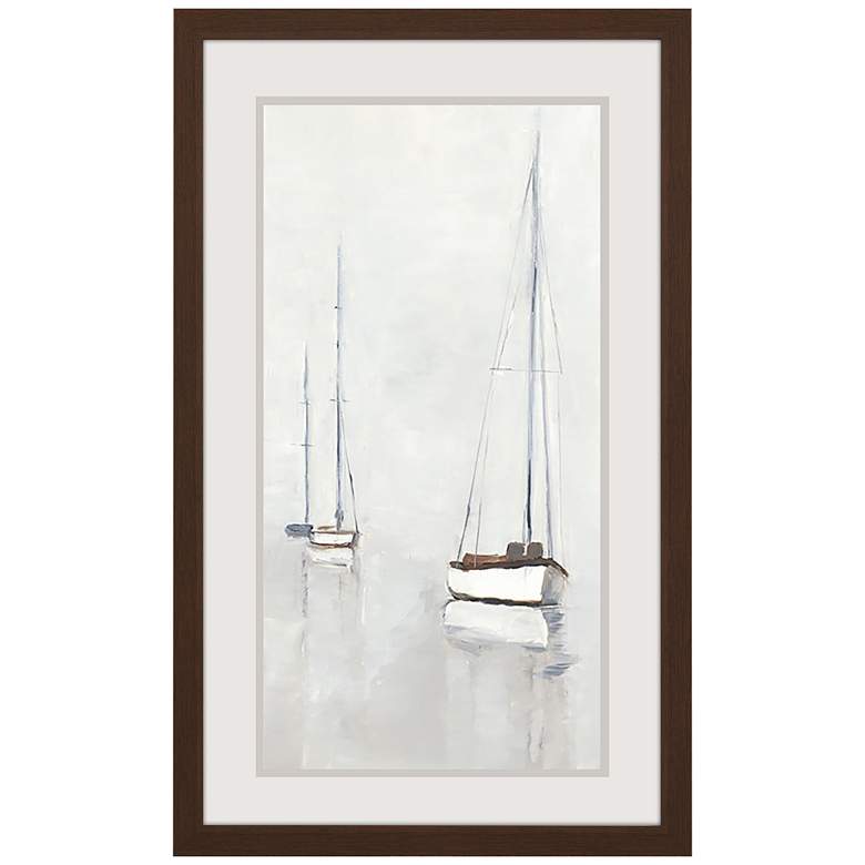 Image 3 Fog in Harbor I 45" High Rectangular Giclee Framed Wall Art