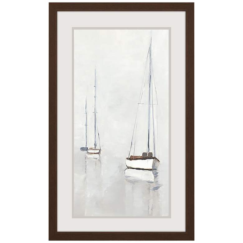 Image 3 Fog in Harbor I 45 inch High Rectangular Giclee Framed Wall Art