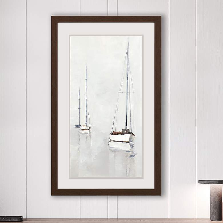 Image 2 Fog in Harbor I 45" High Rectangular Giclee Framed Wall Art
