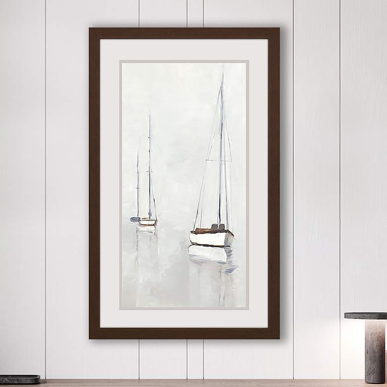 Image 2 Fog in Harbor I 45 inch High Rectangular Giclee Framed Wall Art